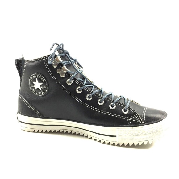 City Hiker Black Leather Hi Top Sneaker 